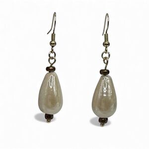 Reimagined Tan Iridescent Ceramic Dangle Earrings